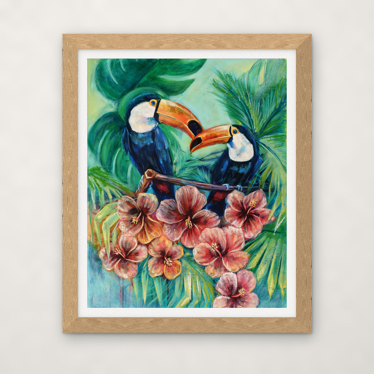 Harmony in Bloom open edition print by Carma Visions, in a natural oak frame with a white mat