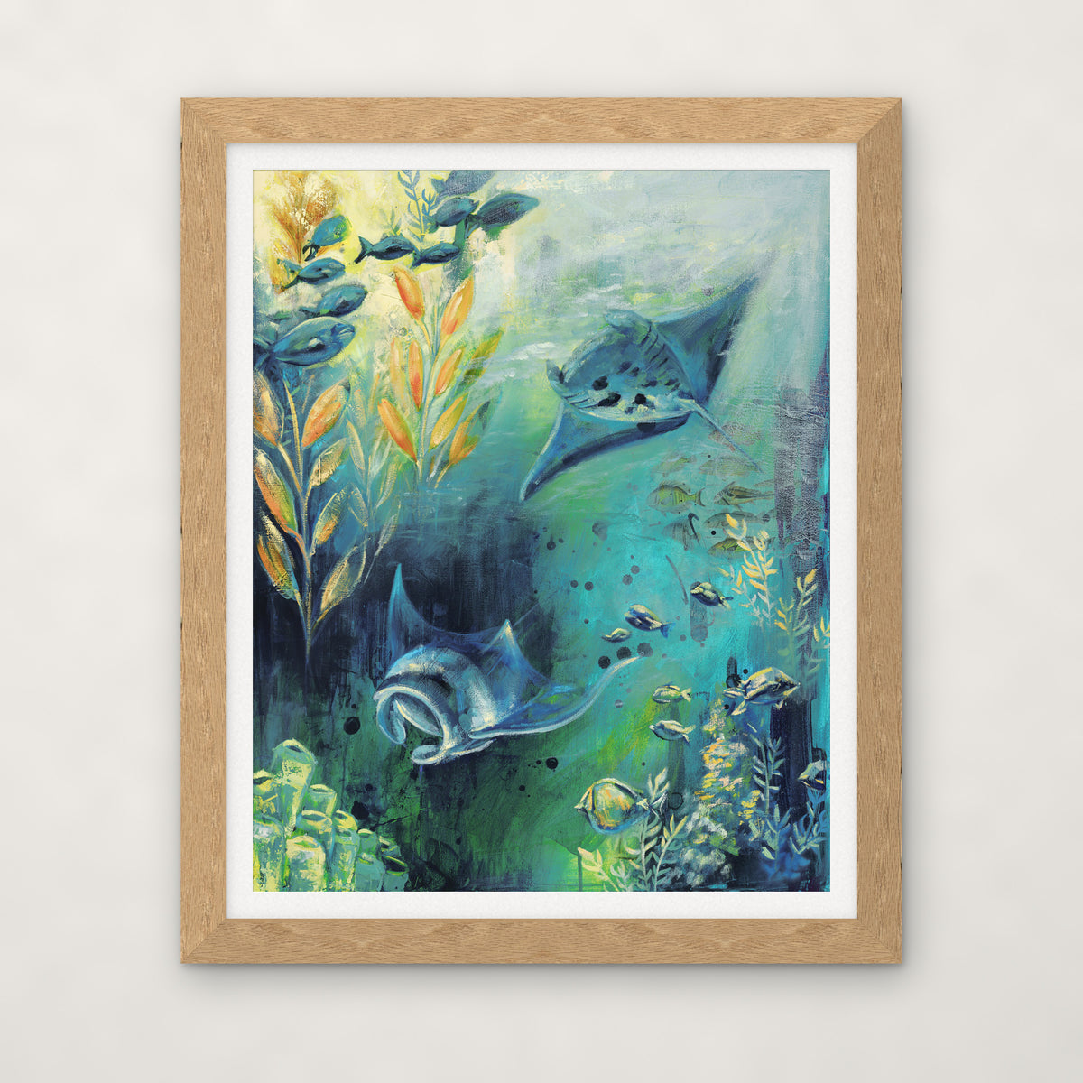 Journey Beneath open edition print by Carma Visions, in a natural oak frame with a white mat