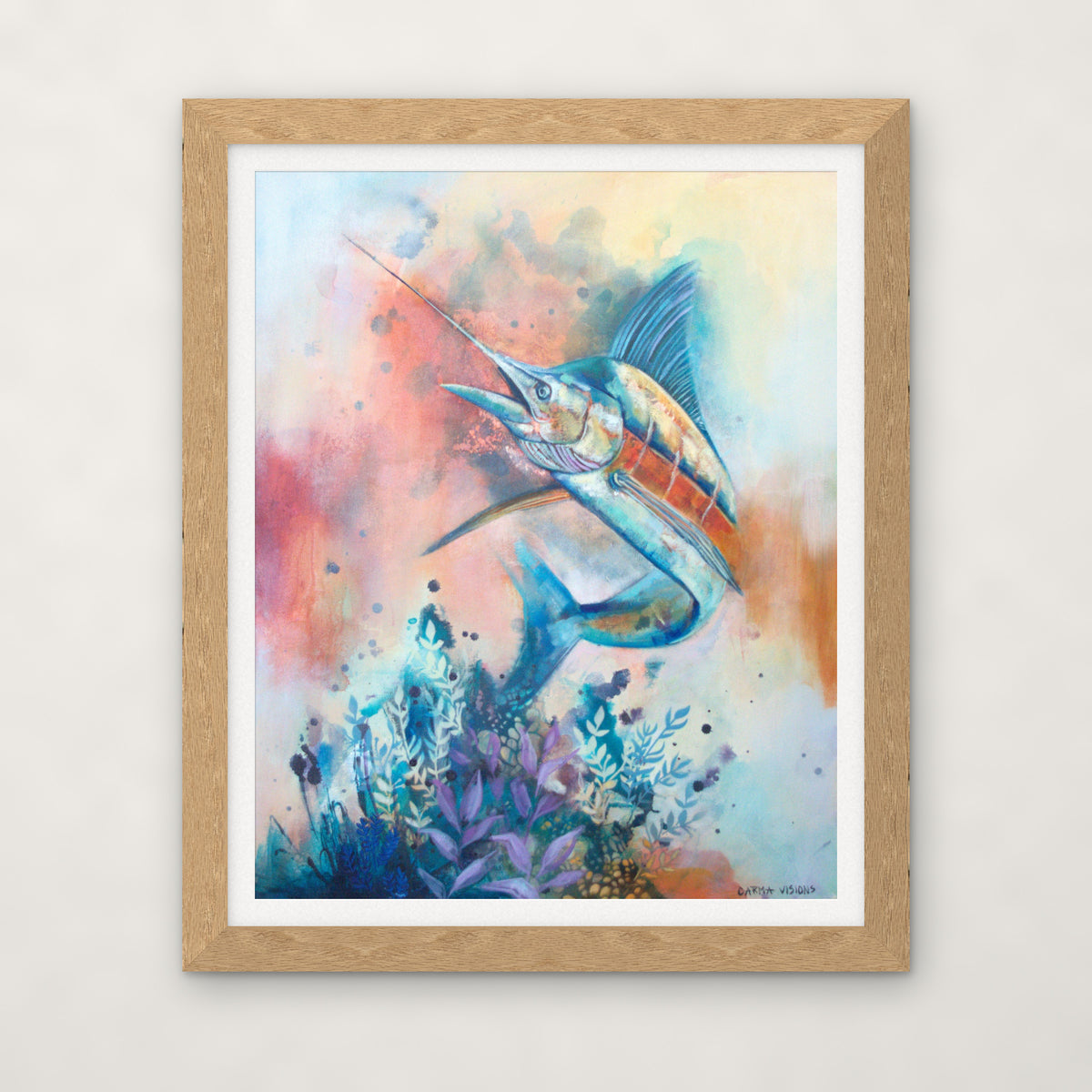 Chasing the Horizon open edition print by Carma Visions, in a natural oak frame with a white mat