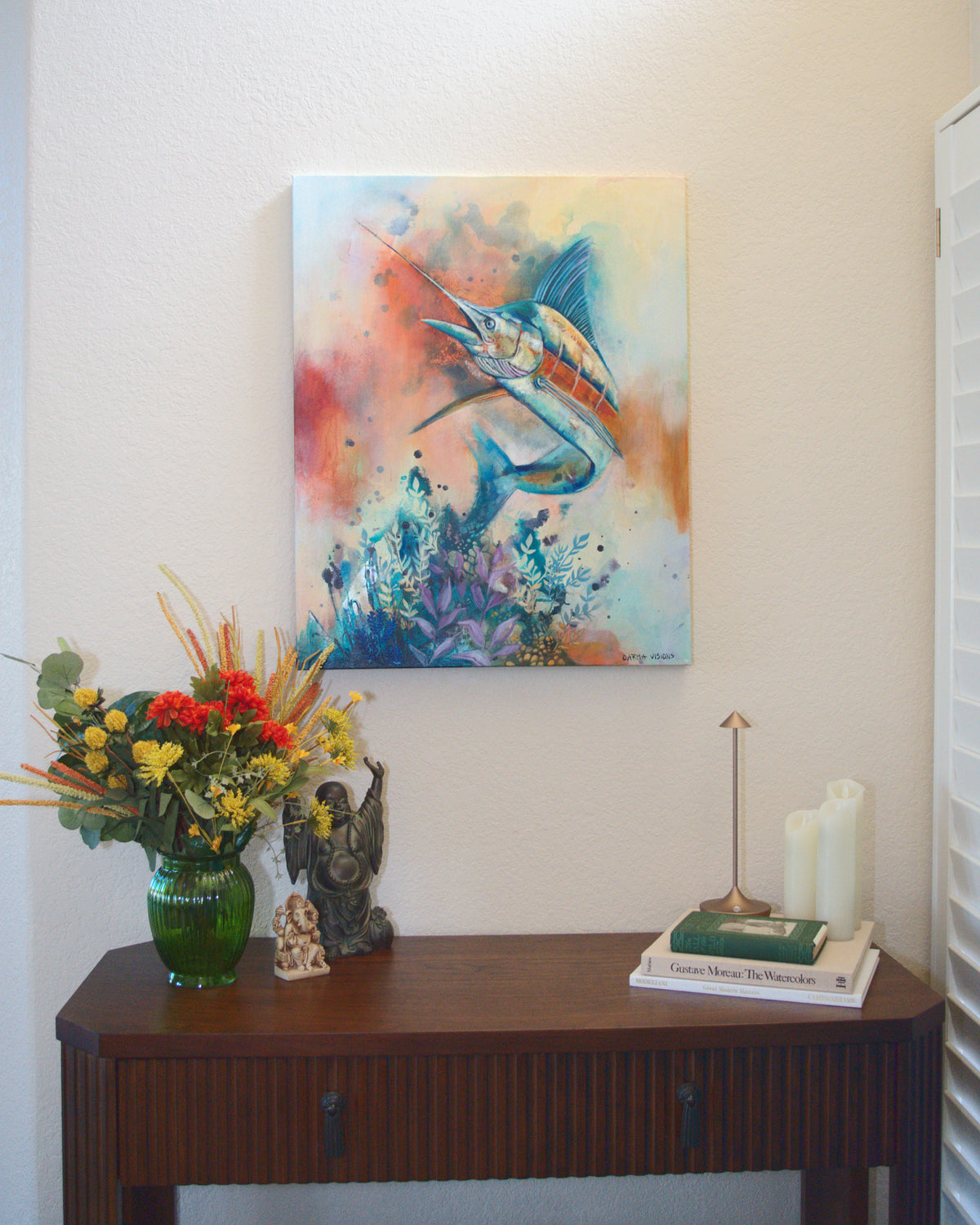 Chasing the Horizon by Carma Visions, styled above a console table