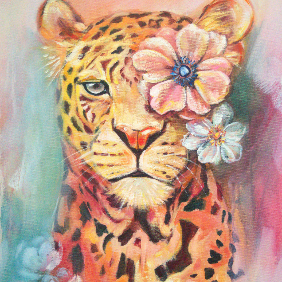 The Softest Strength by Carma Visions, close-up of the jaguar's face