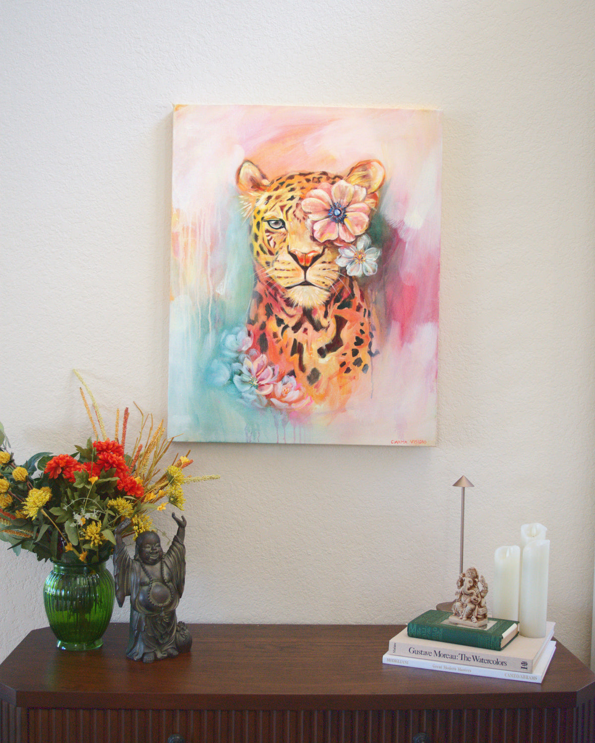 The Softest Strength by Carma Visions, styled above a console table