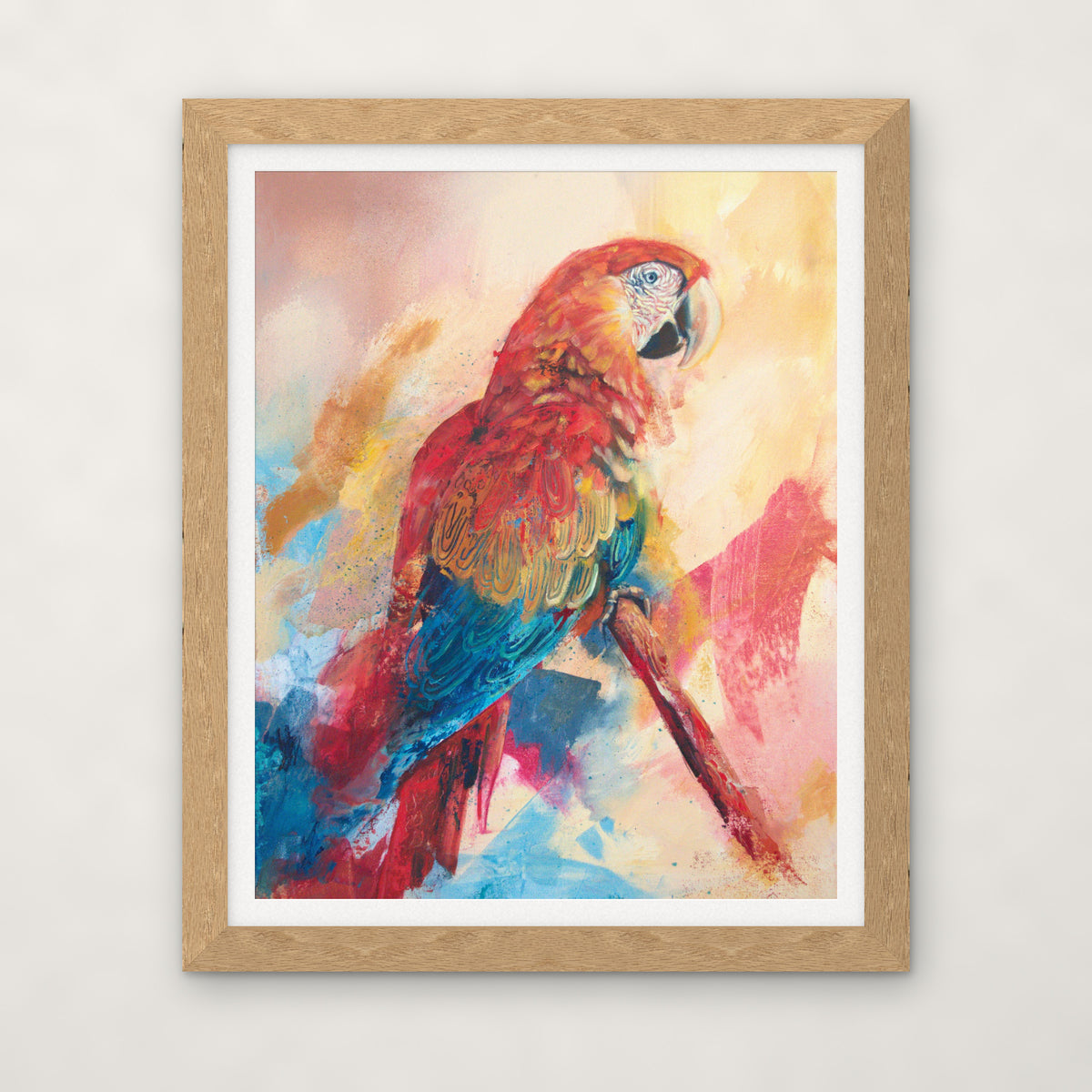 Red Bank Rising open edition print by Carma Visions, in a natural oak frame with a white mat