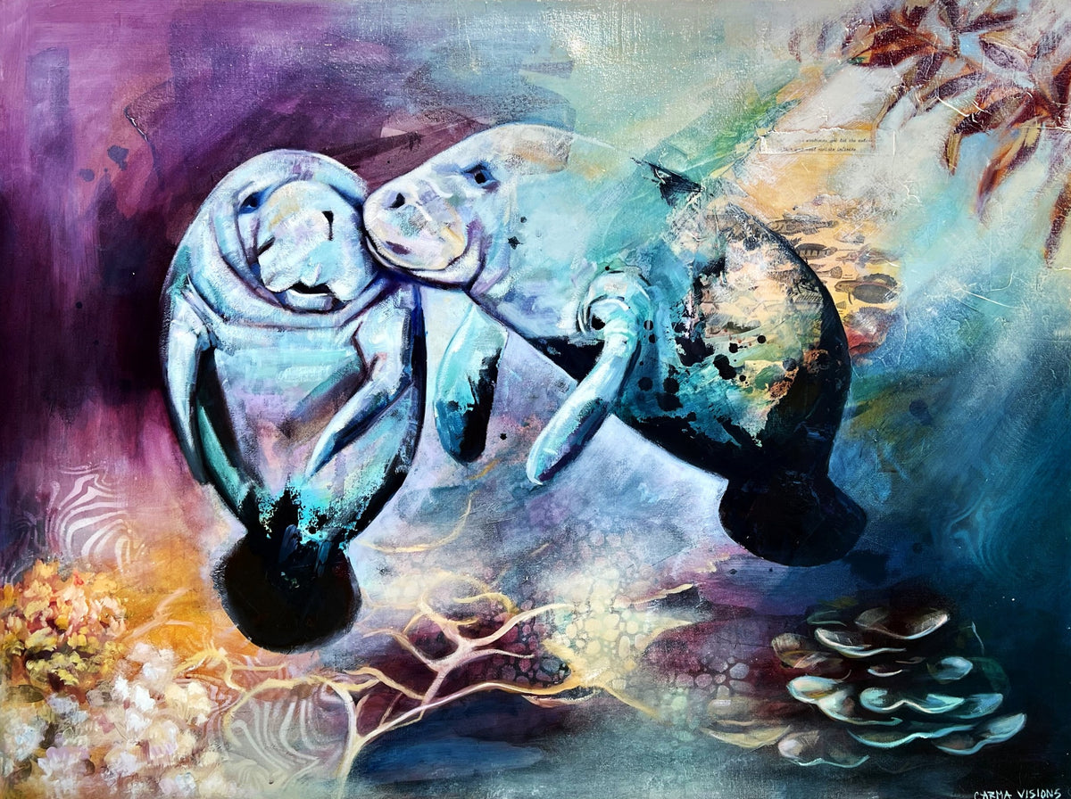 Tender Tides by Carma Visions, original painting of two manatees