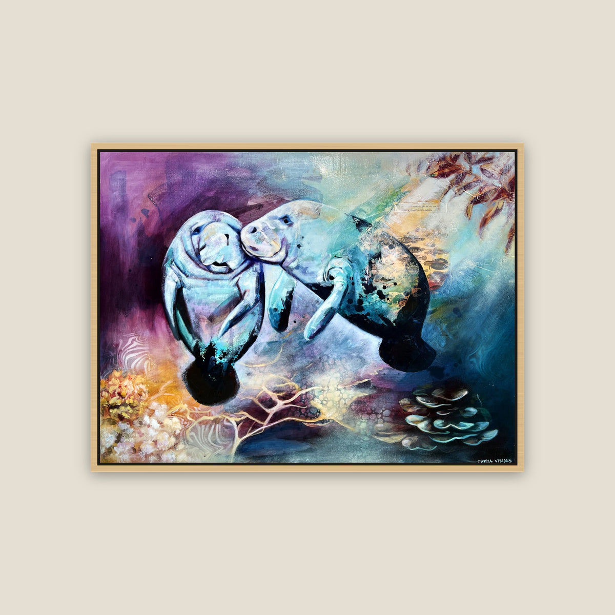 Tender Tides limited edition canvas by Carma Visions, in a natural maple floating frame