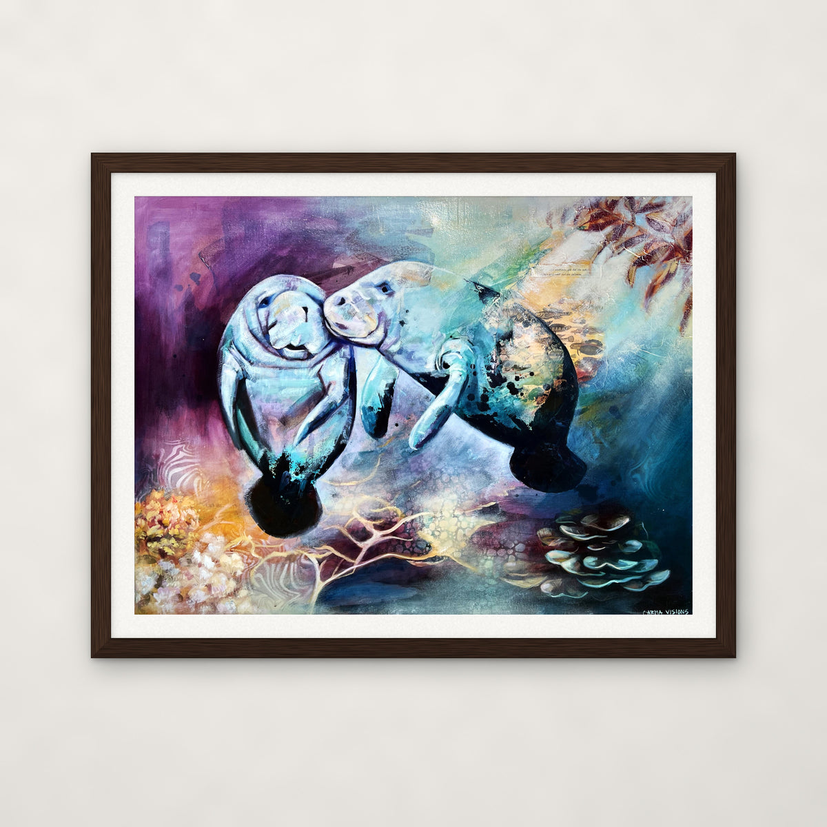 Tender Tides framed print, espresso frame with white mat