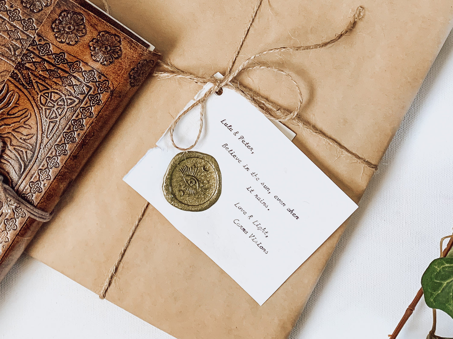 Gift warp + handwritten note from Artist