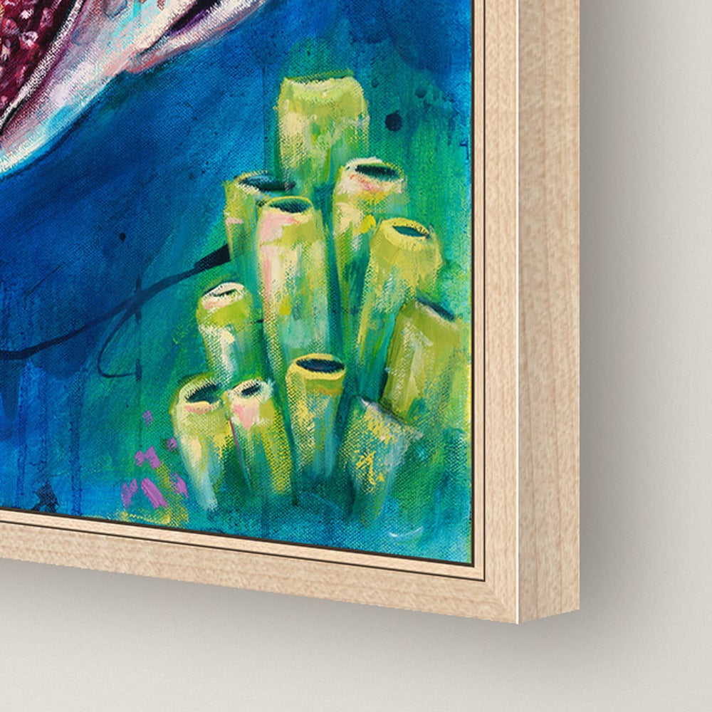 Dance of the Deep Limited Edition, close-up of the maple floating frame edge