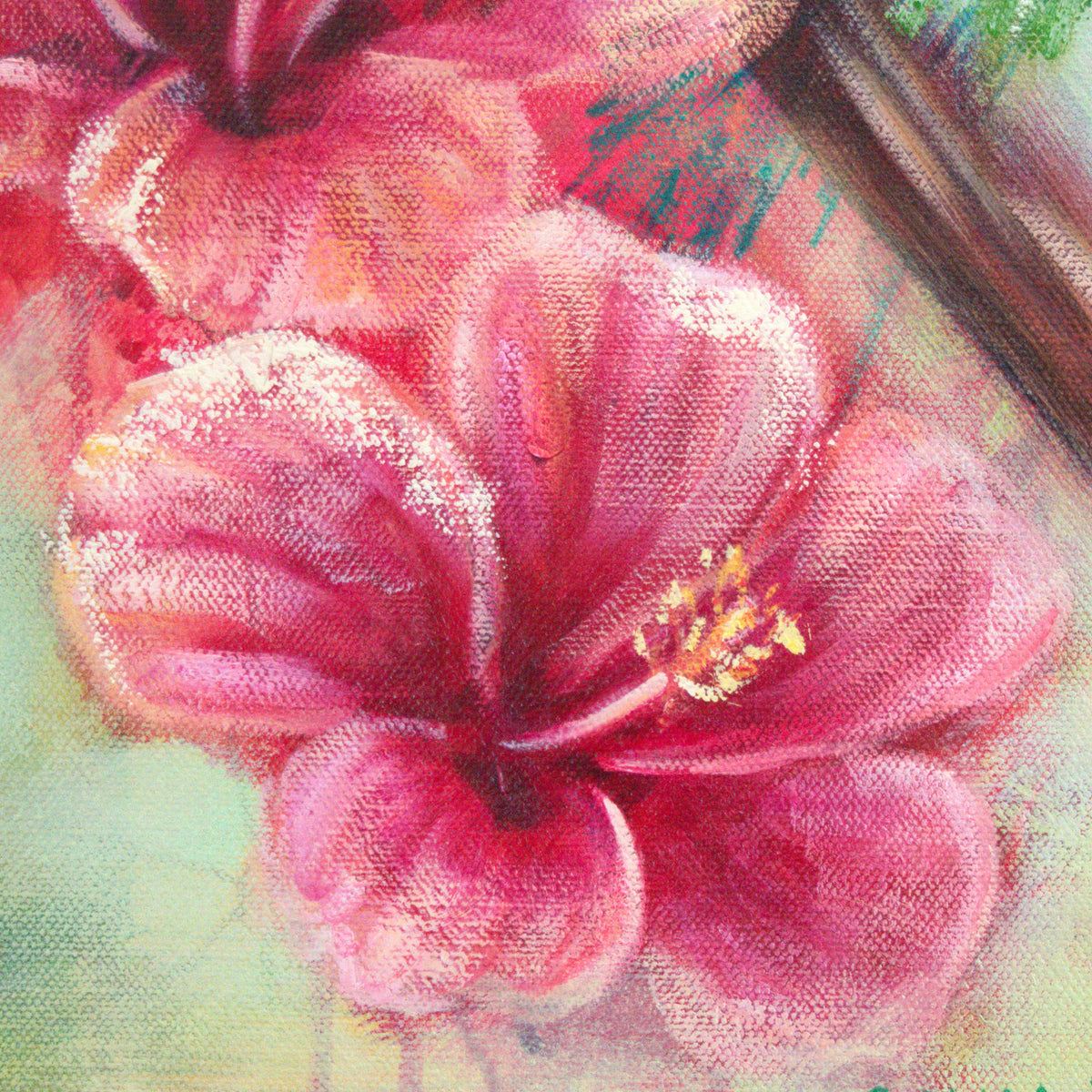 Lovers Embrace by Carma Visions, close-up of hibiscus brushwork