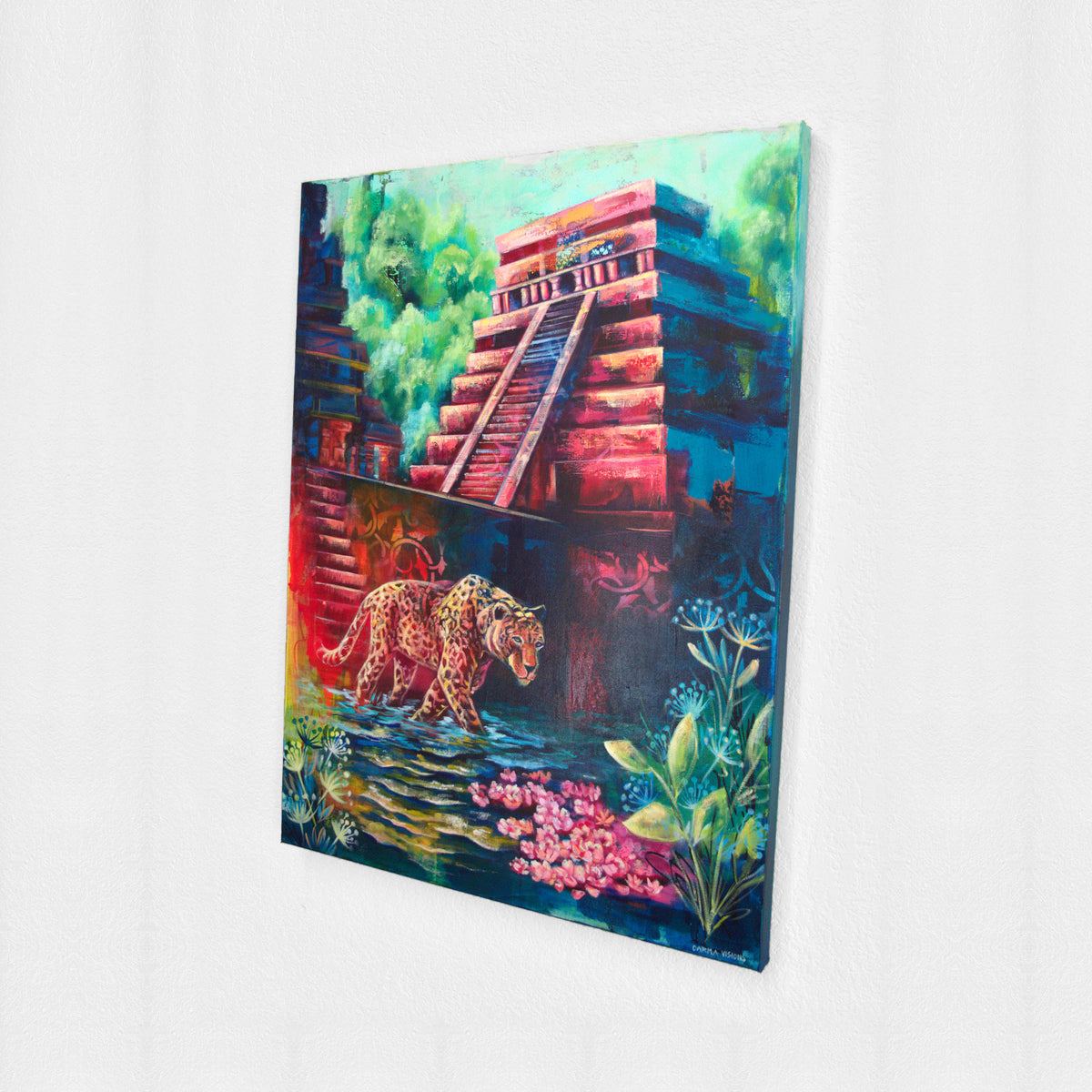The Sacred Watcher by Carma Visions, side angle showing the gallery-wrapped canvas