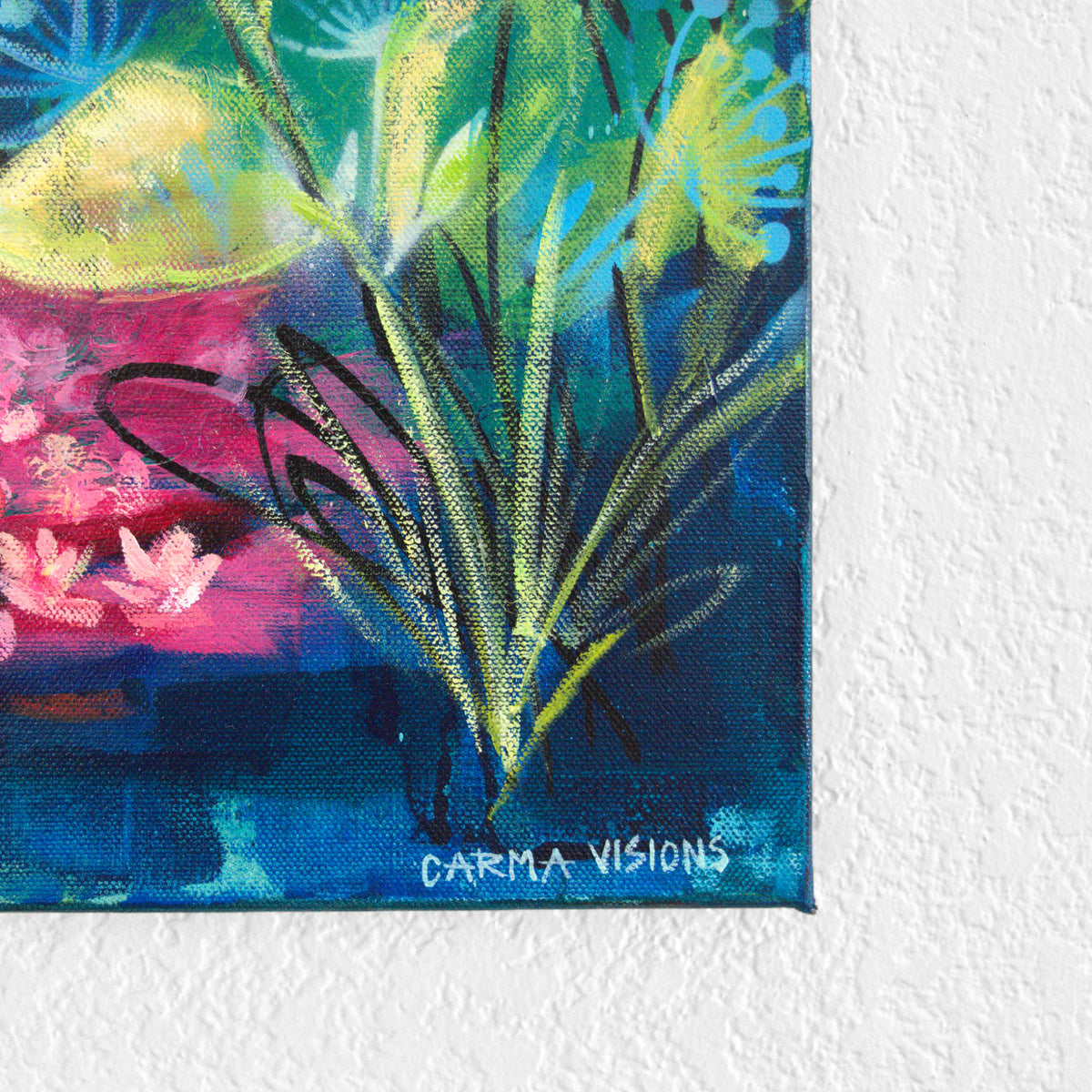 The Sacred Watcher by Carma Visions, close-up of foliage and signature