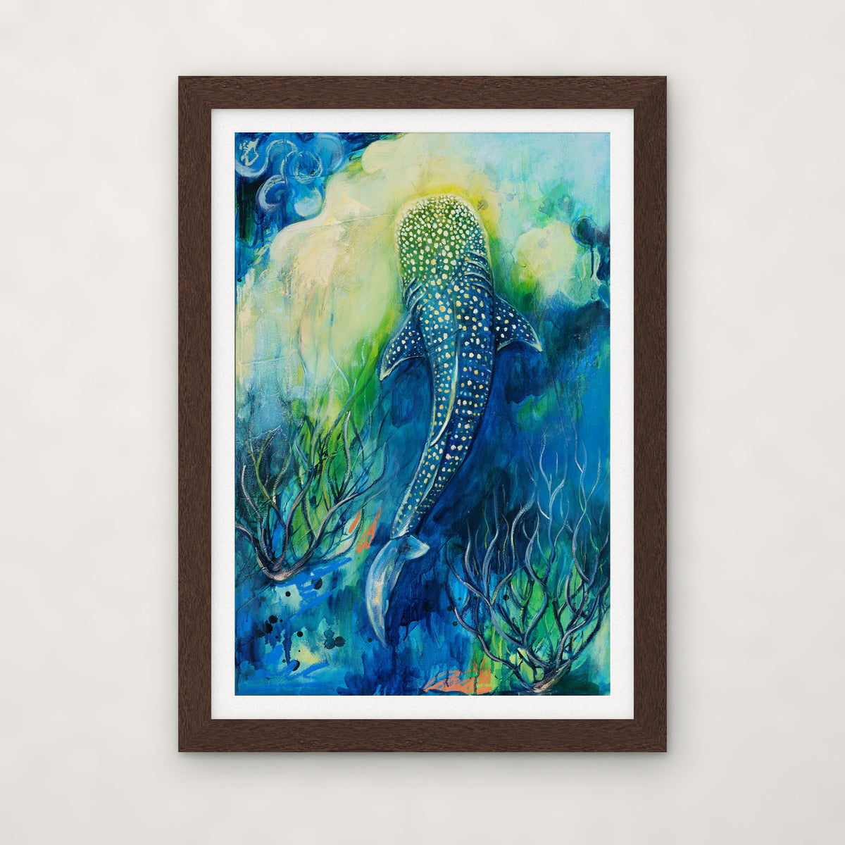 Gentle Giant No. 2 open edition print by Carma Visions, in an espresso frame with a white mat