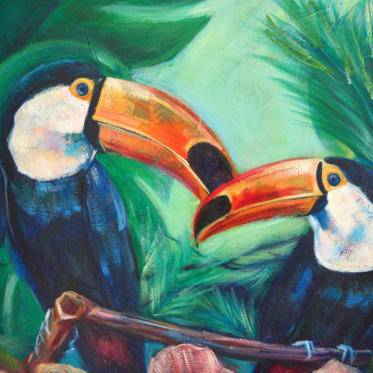 Harmony in Bloom by Carma Visions, close-up of the toucans