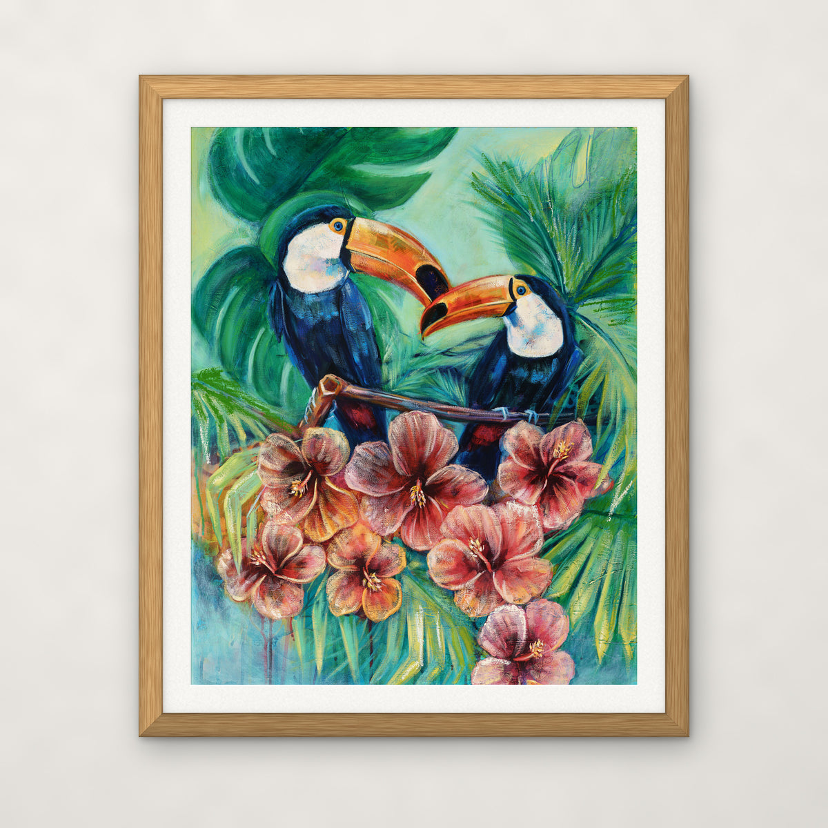 Harmony in Bloom open edition print by Carma Visions, in a natural oak frame with a 1 inch white mat