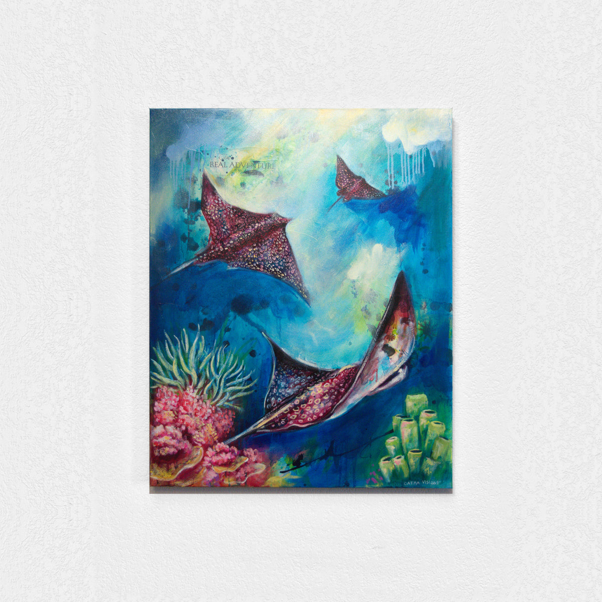 Dance of the Deep by Carma Visions, shown on a white wall