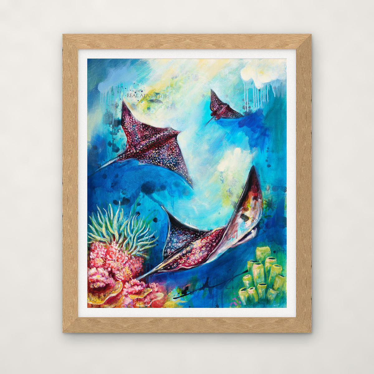 Dance of the Deep open edition print by Carma Visions, in a natural oak frame with a white mat