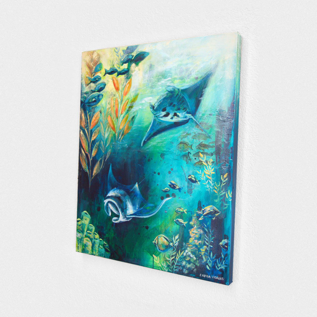 Journey Beneath by Carma Visions, side angle showing the gallery-wrapped canvas