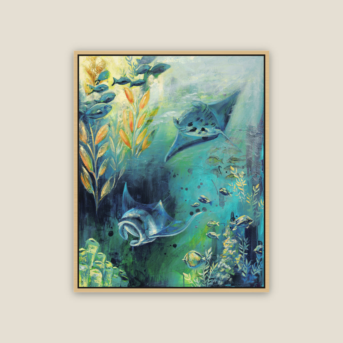 Journey Beneath limited edition canvas by Carma Visions, in a natural maple floating frame