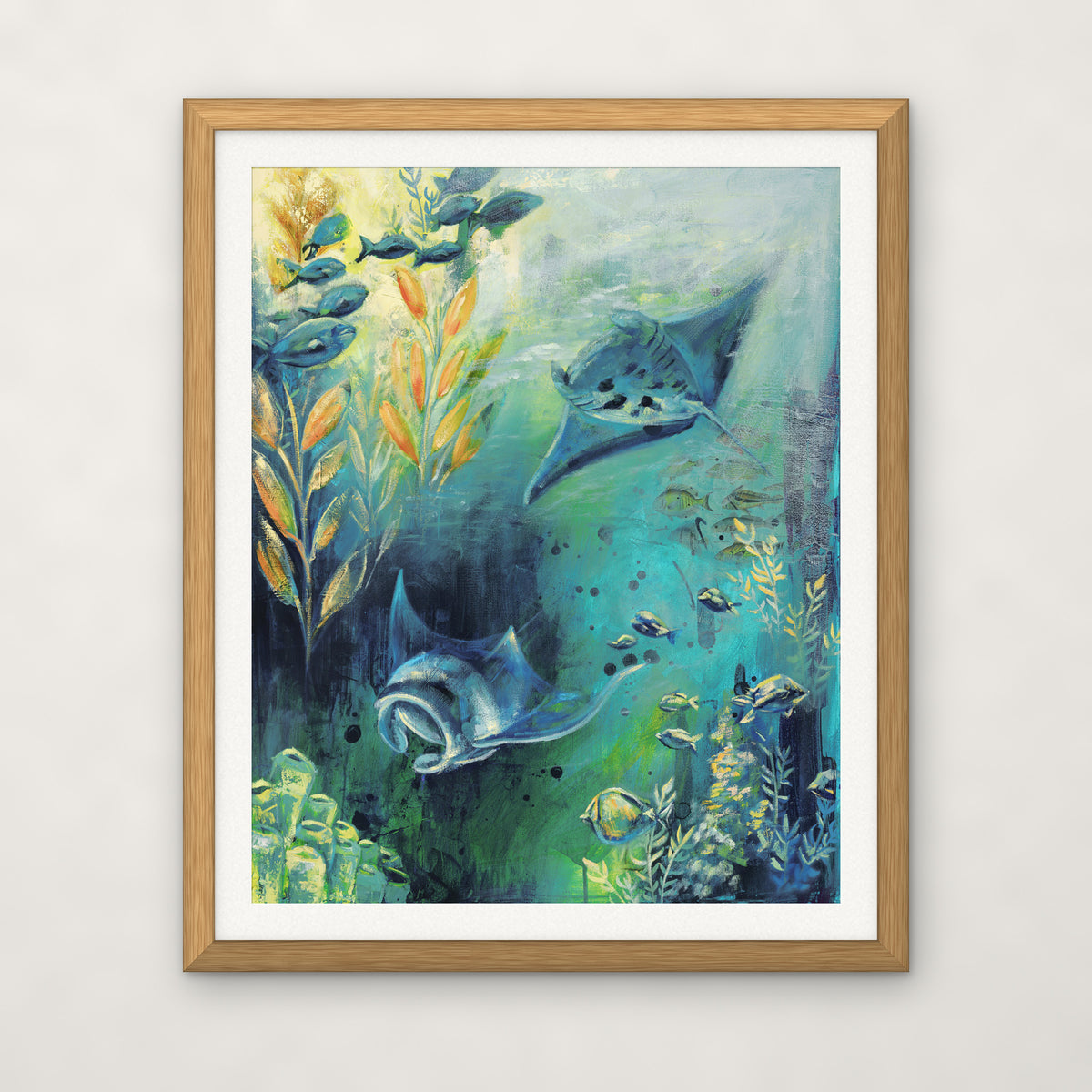 Journey Beneath open edition print by Carma Visions, in a natural oak frame with a 1 inch white mat