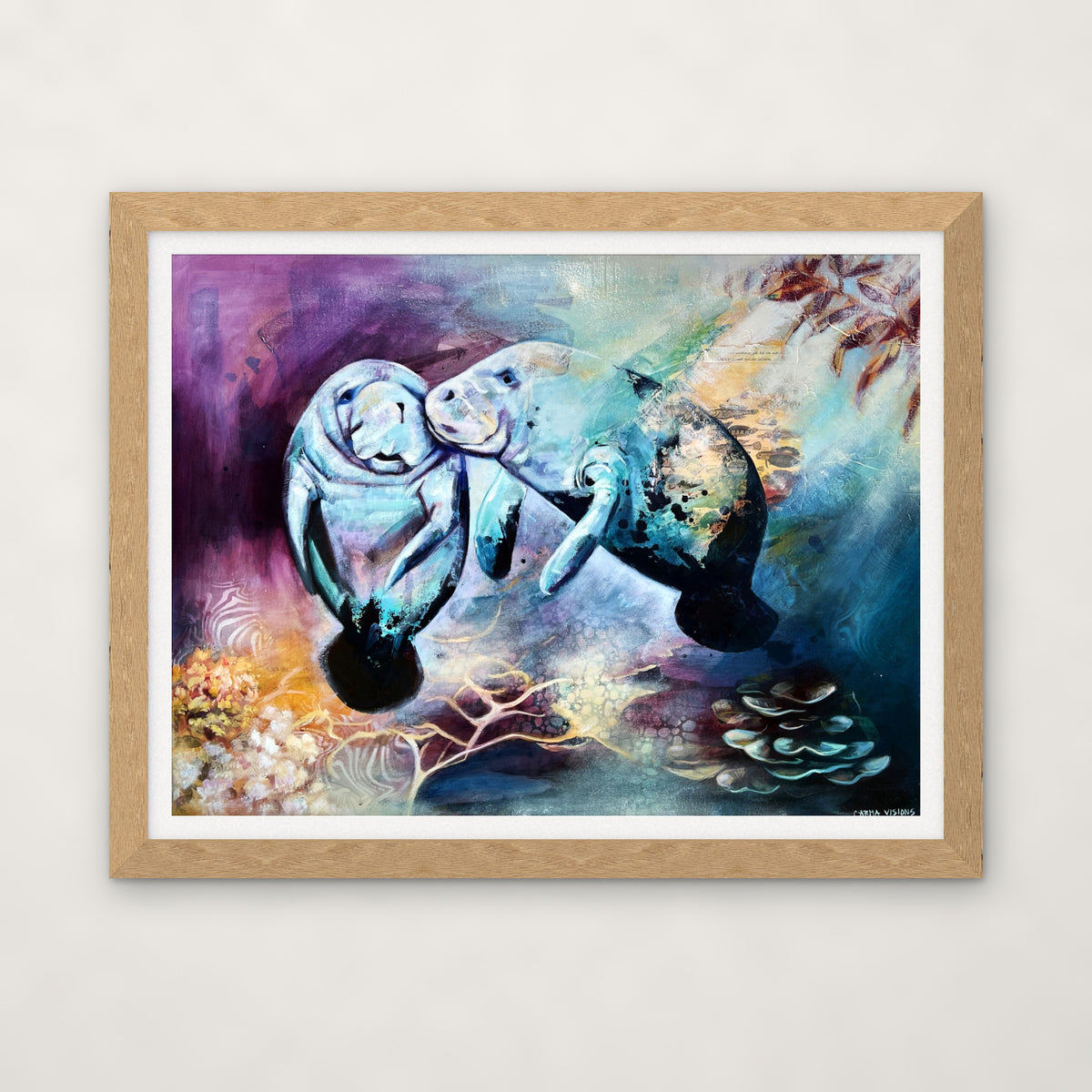 Tender Tides open edition print by Carma Visions, in a natural oak frame with a white mat