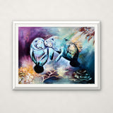 Tender Tides framed print, white frame with white mat