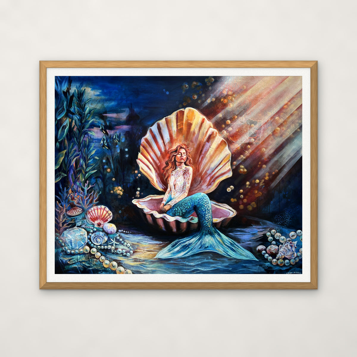 The Treasure Within framed print, oak frame with white mat