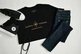 Carma Visions t-shirt in solid black triblend styled with jeans and sneakers