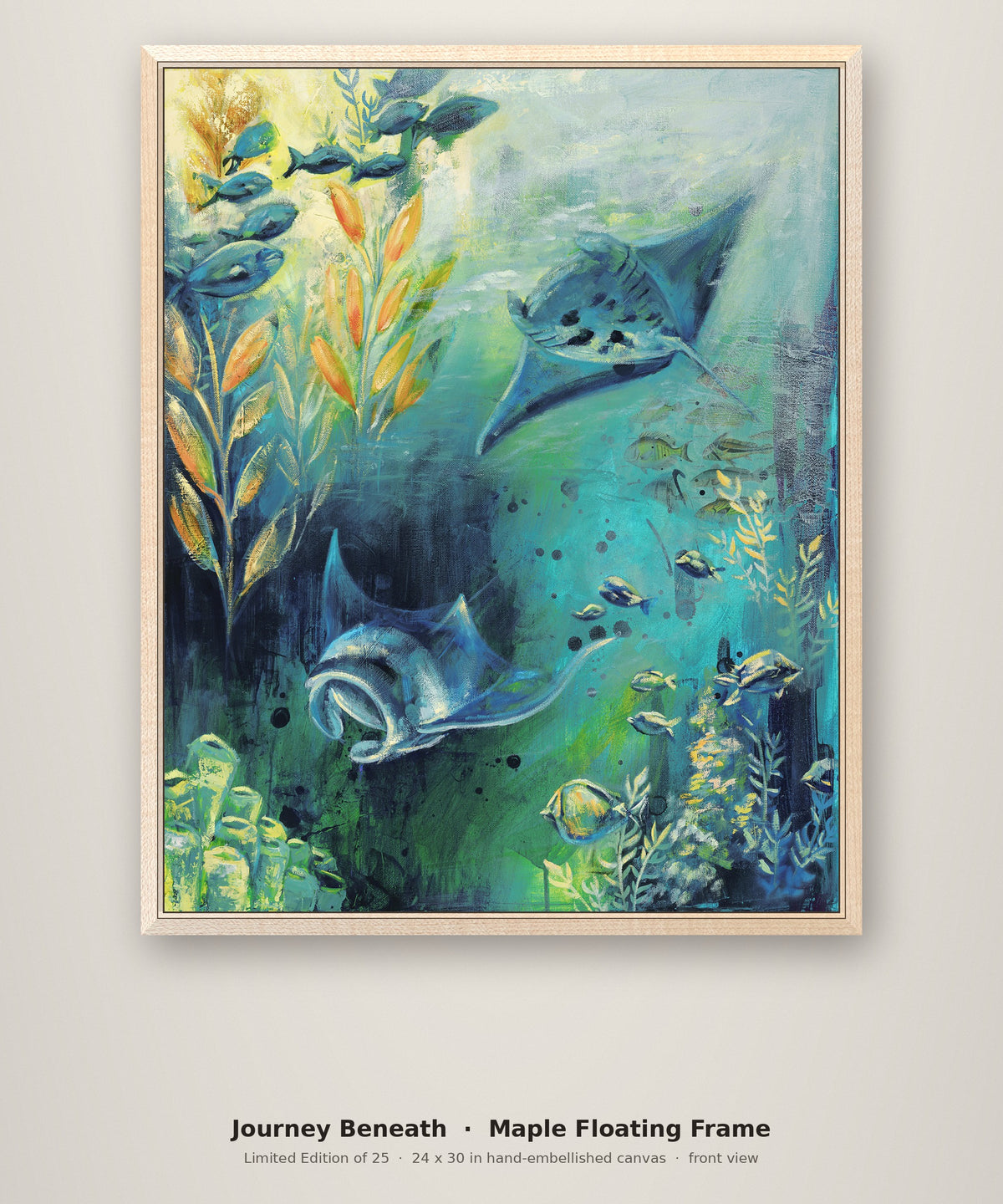 Journey Beneath Limited Edition in a maple floating frame, front view
